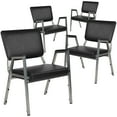 thumbnail image 3 of BizChair 4 Pack 1000 lb. Rated Black Antimicrobial Vinyl Bariatric Medical Reception Arm Chair with Panel Back, 3 of 9