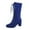 Blue, variant on Lovskoo 2024 Faux Suede Cowboy Boots for Women Round Toe Casual Retro Shoes Thick Heel Large Size Mid Calf Boots Lace Up Chunky Block Heel Boots Blue