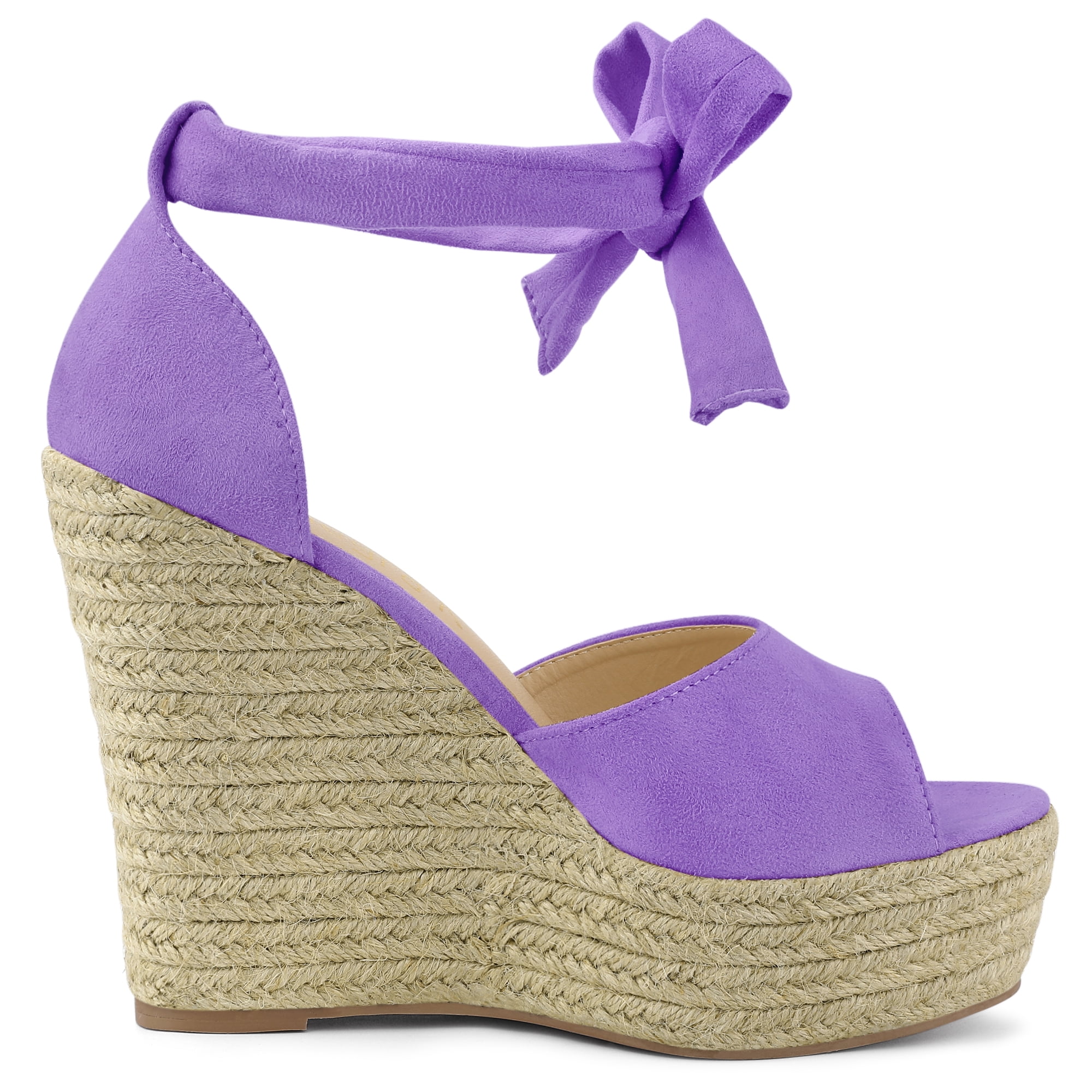 Unique Bargains Women's Espadrilles Tie Up Ankle Strap Sandals Purple (Size 9)