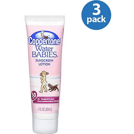 Coppertone Water Babies Sunscreen Lotion SPF 50, 1 oz (Pack of 3)