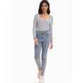 thumbnail image 4 of Women's Scoop Neck Long Sleeve Slim Fitted Casual Basic Crop Top, 4 of 6