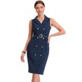 thumbnail image 2 of Vestido de oficina Allegra K con cinturón y solapa con muescas sin mangas Azul marino M, 2 of 2