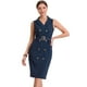 thumbnail image 2 of Vestido de oficina Allegra K con cinturón y solapa con muescas sin mangas Azul marino M, 2 of 2