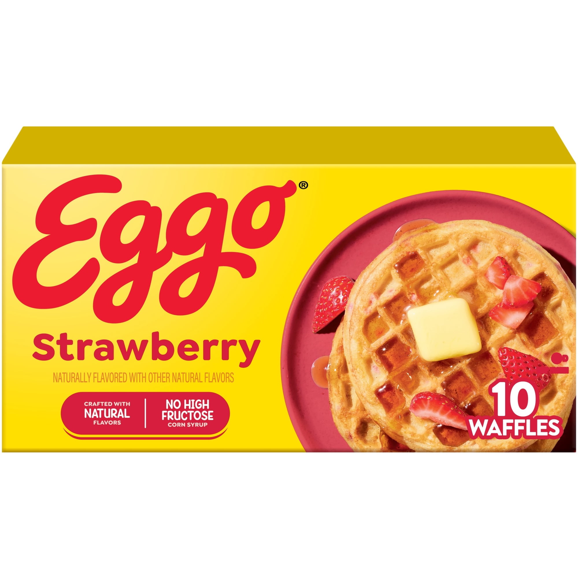 Eggo Strawberry Waffles, Breakfast Food, 12.3 oz, 10 Count (Frozen), Regular