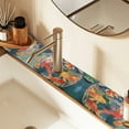 thumbnail image 2 of Yayeee Faucet Mat for Kitchen Sink 14.7" Diatomite Long Splash Guard Pad, Green Goldfish, 2 of 7