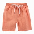 thumbnail image 3 of KPOPLK Toddler Boys Linen Shorts French Terry Boys Cotton Shorts with Drawstring Casual Elastic Waist Shorts Chino Shorts Size 4-5 Years,Orange, 3 of 7