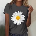 thumbnail image 1 of Womens Round-Neck Blouses Short Sleeved T Shirts Daisy Flower Print Top, 1 of 4