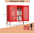 thumbnail image 3 of 2 Mesh Door Metal Storage Cabinet for Bed Room,Living Room,Home,Hotel,Office,Garage,Kitchen,3-Tier,2 Removable Shelves. (Red), 3 of 15