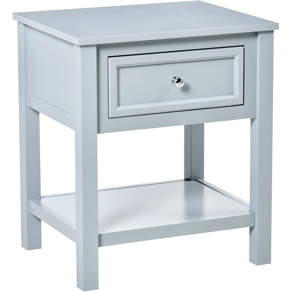 NeoNiches Accent End Table with Storage Drawer and Bottom Shelf, Gray