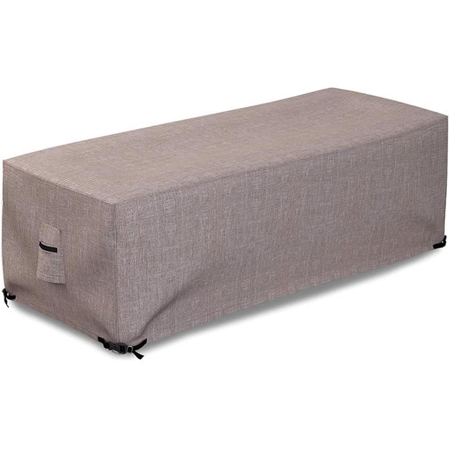 Waterproof & Weather Resistant Patio Furniture Covers Outdoor Ottoman Cover 12 Oz Round Ottoman Cover Heavy Duty Fabric with Drawstring for Snug fit 24 Dia x 18 H, Beige