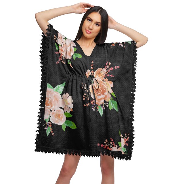 Moomaya Bikini Imprimé Caftan en Dentelle Ajourée Robes Caftan pour Femmes Grande Taille