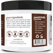 pureSCRUBS Premium Organic Body Scrub Set - Large 16oz COCONUT BODY SCRUB - Pure Dead Sea Salt Infused With Organic Essential Oils & Nutrients + FREE Wooden Spoon, Loofah & Mini Exfoliating Bar Soap