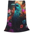 thumbnail image 2 of Honeii Colorful Flower Bird Print Fleece Blanket - Throw Blanket for Bed, Sofa, Couch, Camping, and Travel , Microplush Ultra Soft Warm Blanket-80"x60", 2 of 7