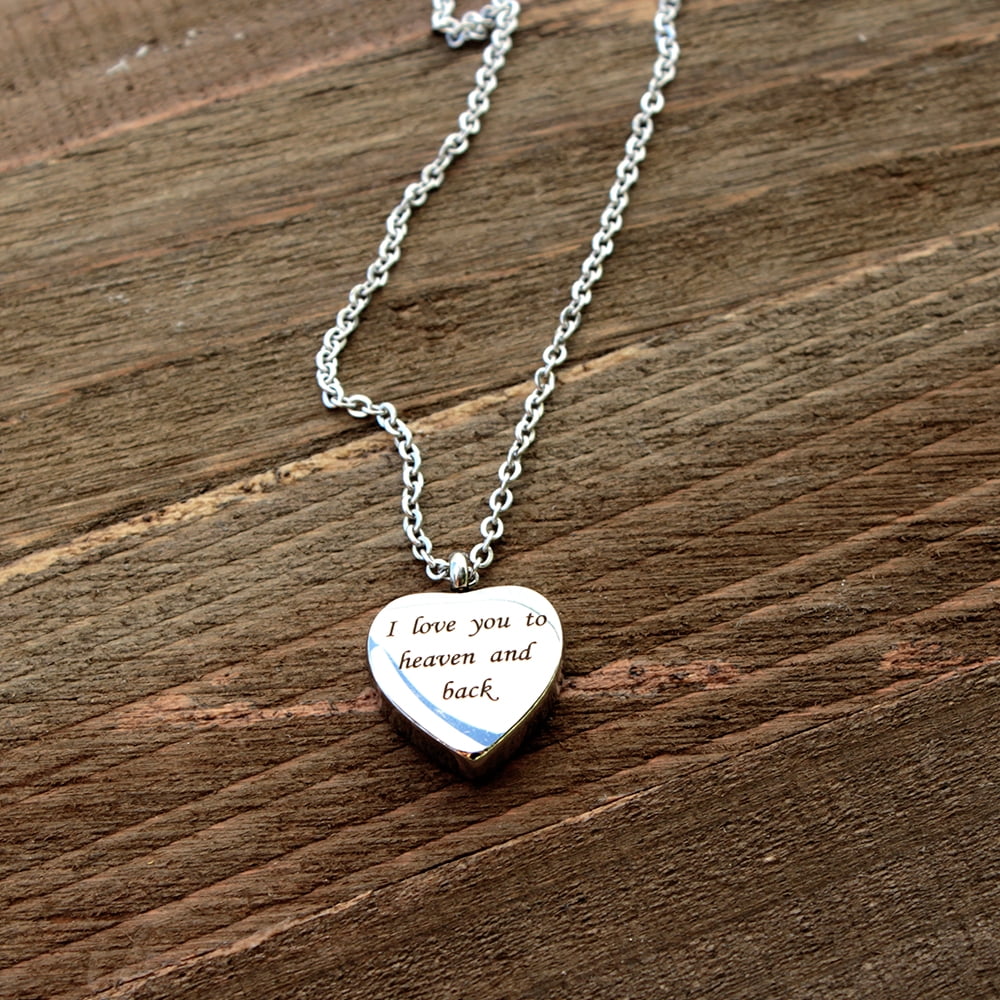 Anavia "I love you to heaven and back" Heart Cremation Urn Necklace For Ashes with Beautiful Velvet Jewelry Box and Funnel Kit