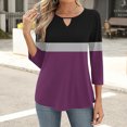 thumbnail image 4 of mfyjkho Tops Y Blusas Para Mujer, Camiseta De Manga Tres Cuartos Con Cuello Redondo Y Aberturas Para Mujer, Color Liso, A La Moda Tops De Gimnasio Para Mujer Xxl, 4 of 6