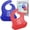 Navy/Red, variant on 2 Pack Baby Silicone Bibs with Food Catcher - Purple/Pink