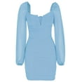 thumbnail image 5 of Herrnalise Women's V-Neck Solid Color Sexy Long SleeveHip Dresses S-XL, 5 of 7