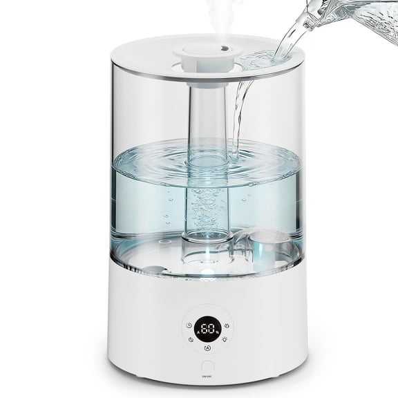 KISSAIR Cool Mist Humidifier for Room, 4L Top-Fill & 50H Runtime Ultrasonic Humidifier, 22dB Quiet Ultrasonic Humidifier for Home, Touch Control