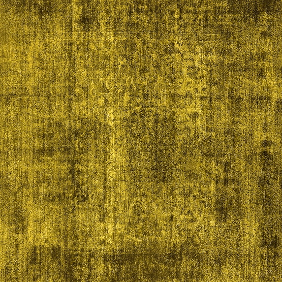 Ahgly Company Machine Washable Indoor Square Oriental Yellow Industrial Area Rugs, 4' Square