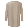 thumbnail image 5 of Womens Tops Shirts Casual 3/4 Sleeve Round Neck Solid Color Loose Side Split Summer Tops Teens, 5 of 5