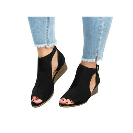

UKAP Women s Sandals Comfy Peep Toe Summer Shoes Short Bootie Sandal