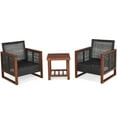 thumbnail image 6 of Patiojoy 3PCS Patio Rattan Bistro Set Acacia Wood Frame Sofa and Side Table Red Cushions, 6 of 6