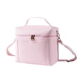 thumbnail image 2 of Pink Polyester Work Lunch Tote, Insulated Cooler Bag, Adult Lunch Bag, Lunch Bag with Removable Strap, Lightweight 8X7X5 Inch Hand Carry Crossbody Bento Bag, Dual Zipper, 2 of 7