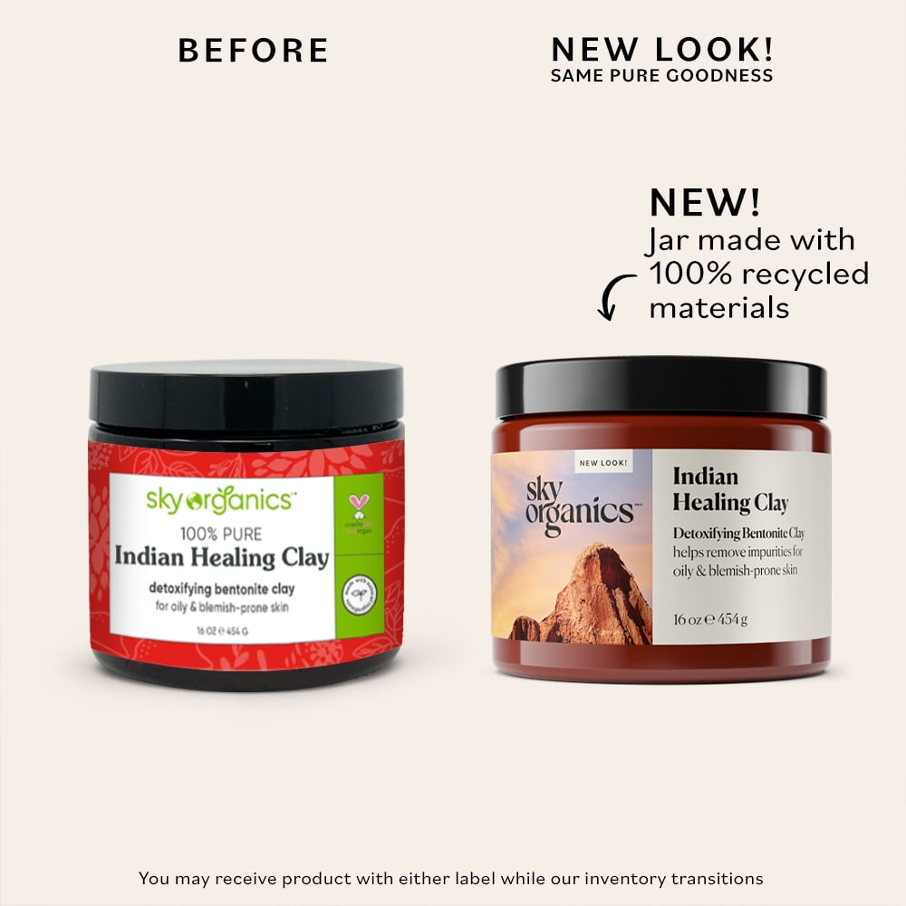 Sky Organics Indian Healing Clay with Detoxifying Bentonite Clay, 16 oz.