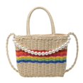 thumbnail image 1 of Bolso Hombro Paja para Mujer Con Bolso Arcoíris Perlas Bolso Ocio Femenino (blanco), 1 of 9