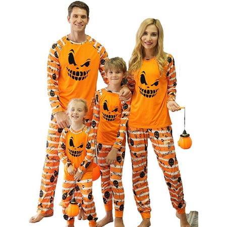 

Spring hue Family Pajamas Matching Sets Halloween Pumpkin Sleepwear for Baby Adults and Kids Holiday PJS Set