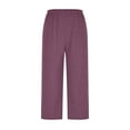 thumbnail image 6 of Feancey Soft Pjs for Women Set Summer Short Sleeve V Neck Pajama and Capri Pant Lounge Sets Solid Color Loose Sleepwear 2 Piece Outfits Funny Gifts Purple XXL, 6 of 10