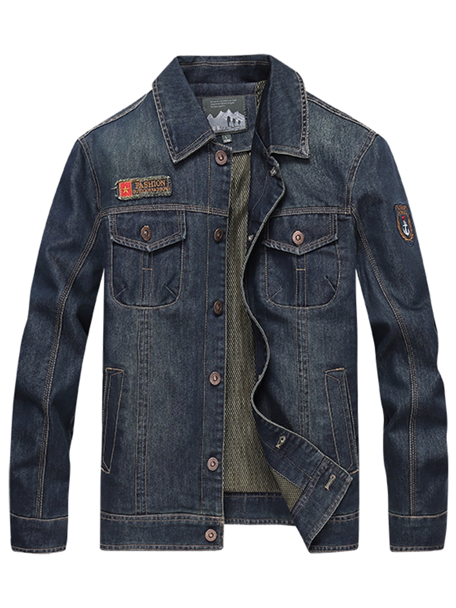 DOWNJAKE - Men' Denim Jacket Sherpa Lined Button Front Outdoor Classic