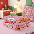 thumbnail image 5 of Manfei Merry Xmas Zipper Twin Comforter Sets with Fitted Sheet and 2 Pillowcases,Red-Green Christmas Stocking Zipper Bedding Set,Pink Reversible,4pcs, 5 of 7