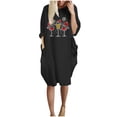 thumbnail image 2 of Qiopertar Robe à Manches Longues pour Femmes Col Rond Imprimé de Noël Robe Décontractée Liquidation Moins de 5$ en Liquidation Offres d'Accès Anticipé, 2 of 5
