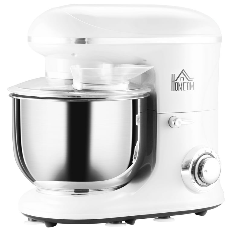 HOMCOM Stand Mixer 6+1P Speed, 600W Tilt Head Kitchen Electric Mixer with 6 Qt Stainless Steel Mixing Bowl, Beater, Dough Hook, White - Walmart.com