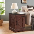 thumbnail image 3 of Rustic Barn Door End Table Nightstand with Adjustable Shelf, Farmhouse Side Table in White & Black 21.65x15.75x23.94 Inches, 3 of 15