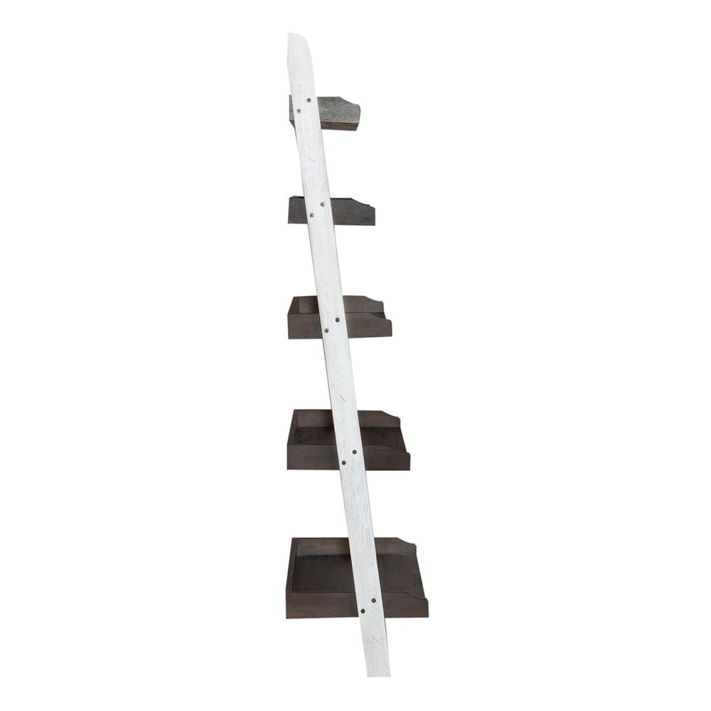 Liberty Furniture Industies, INC Farmhouse Leaning Bookcase in Two Tone White w/ Wood Tone Top