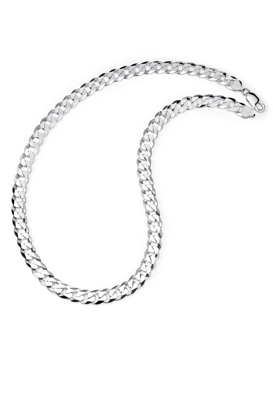 Mens Cuban link Chain 925 Silver Plated 8" 20" 22" 24" 30" Concave Bracelet 