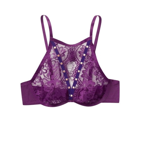 

Follure Women Full Coverage T-Shirt Bra Solid Color Hollow Lace Lingerie Underwear