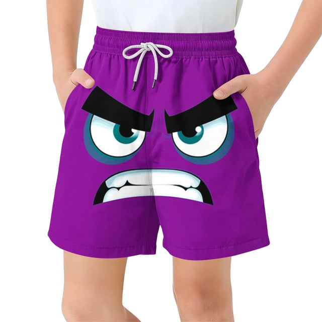 FcBaudy Children's Pocket Shorts Drawstring Elastic Printed Casual Swim Trunks five point pants