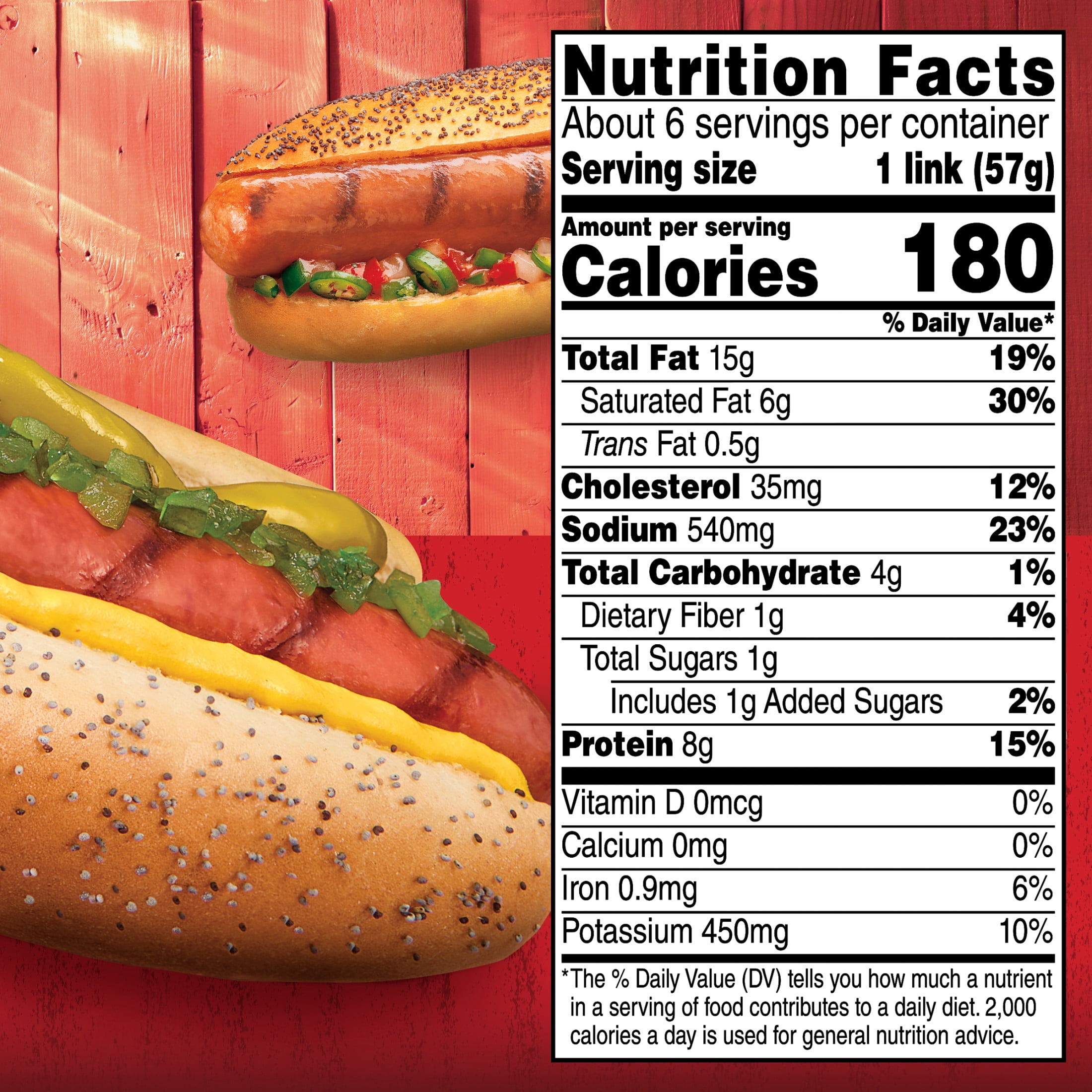 Hillshire Farm Beef Hot Smoked Sausage Links with Spicy Red Pepper, 12 oz, 6 Count