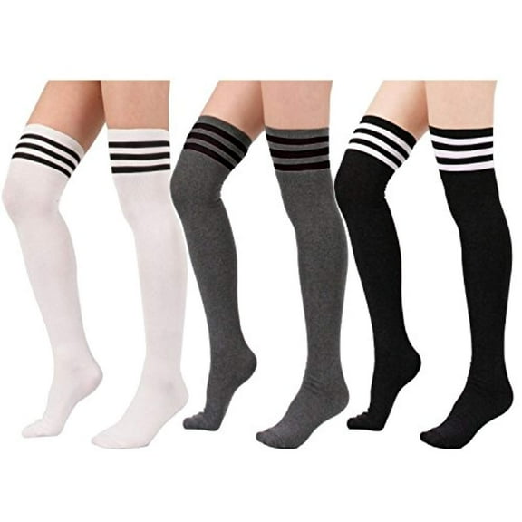 Yacht & Smith Mens Referee Cotton Tube Socks, Solid and Striped, Sports Sock, Casual Sock, (Assorted (Black, Gray, White))
