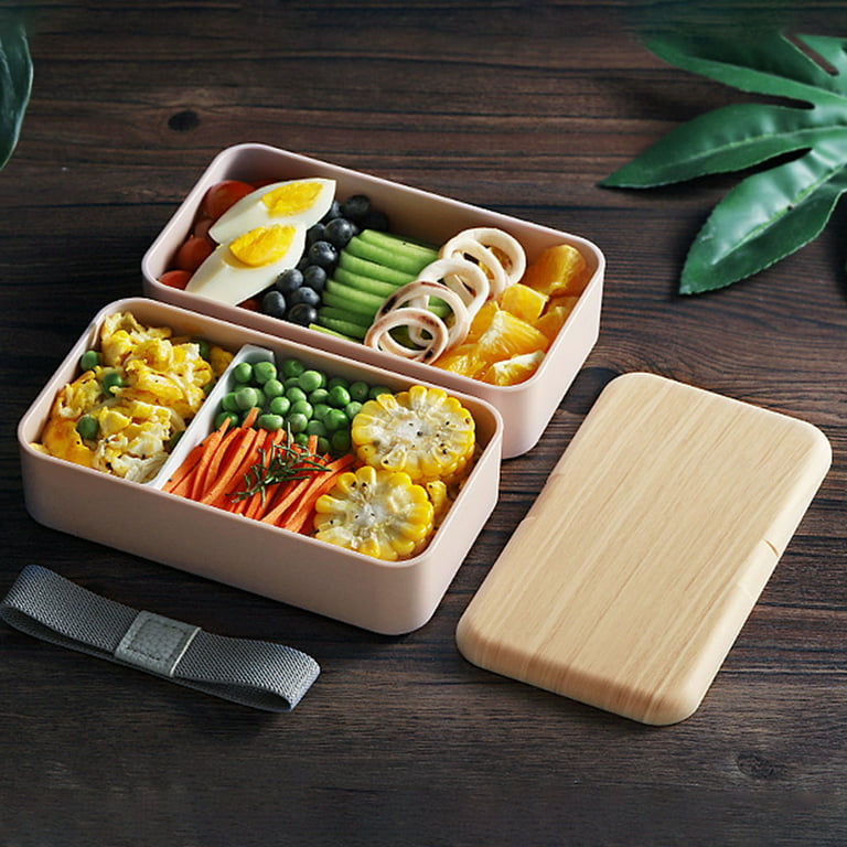 Wooden Double Layer Lunch Box Japanese Bento Box Divided Lunchbox Food  Storage Containers Lunch Box for Girls Student Teacher