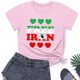 thumbnail image 4 of Tops de Cuello Alto para las Mujeres Amante Impreso Camiseta de Manga Corta, Uso Diario Casual, 95% Poliéster 5% Spandex, Tops de Cuello Redondo para las Mujeres, 4 of 5