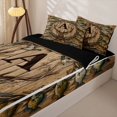 thumbnail image 3 of Castle Fairy Vintage Hunting Monogram A Zipper Twin Comforter Sets with Fitted Sheet and 2 Pillowcases,Mixed Game Fish Deer Wreath Zipper Bedding Set,Wood Brown,Black Reversible,4-Piece, 3 of 6