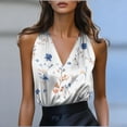 thumbnail image 2 of Levmjia Womens Tank Top V Neck Satin Floral Printed Sleeveless Camisole Elegant Wear Polyester Work Office Versatile Spring Summer, 2 of 5