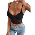 thumbnail image 3 of VISgogo mujeres encaje malla perspectiva camisola pestañas cuello en V sin mangas Sling Tank Tops club nocturno espalda descubierta chaleco VISgogo  moda, 3 of 9