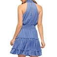thumbnail image 5 of USSUMA Women's Summer Sleeveless Halter Neck Mini Dress Elastic Waist Ruffled A Line Swing Party Dress Tiered Smocked Sundress, 5 of 8