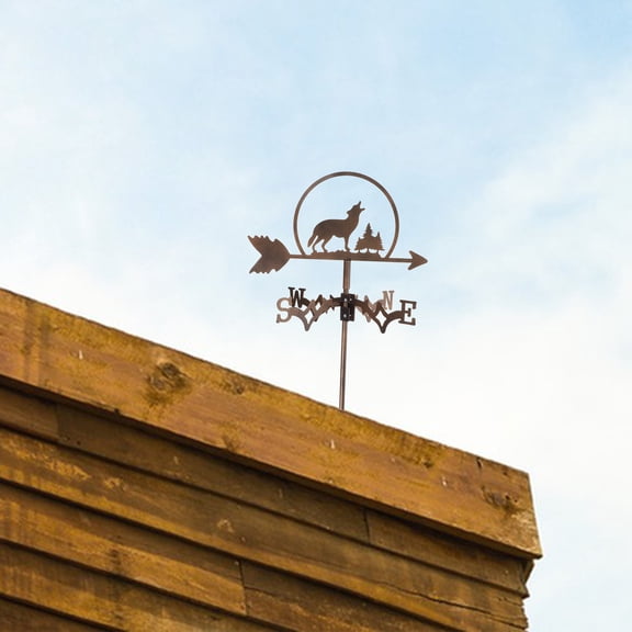 Raindrops Outdoor Decorative Weathervane Set of 2 Brown Stainless Steel Weather Vane for Garden
