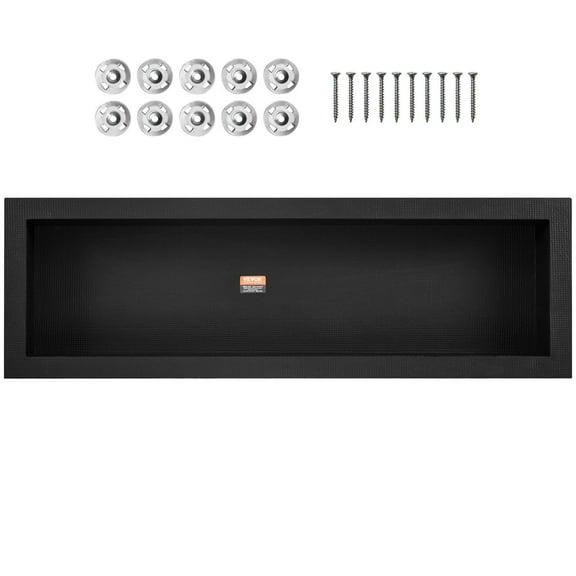 Modern Square Corner Shower Niche 16x50 Inch - Pre-Sealed Wall Insert Niche with Single Shelf, Black Bathroom Storage Organizer Ready for Tiling